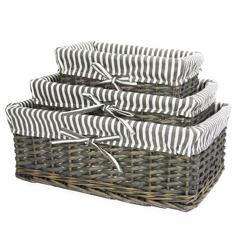 Grey Wicker Baskets Set of 3 | M&W - Grey