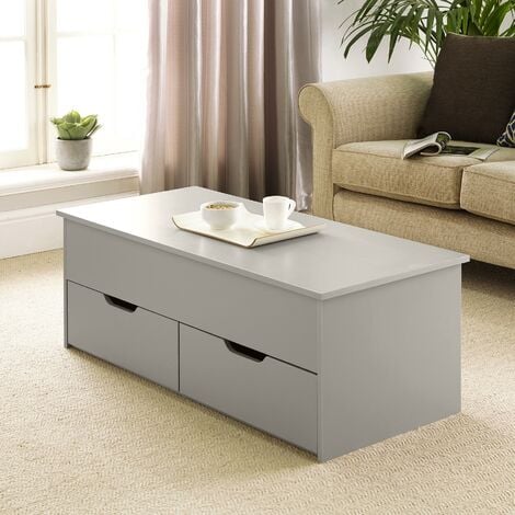 Grey Wooden Coffee Table With Lift Up Top and 2 Large Storage Drawers Bruges