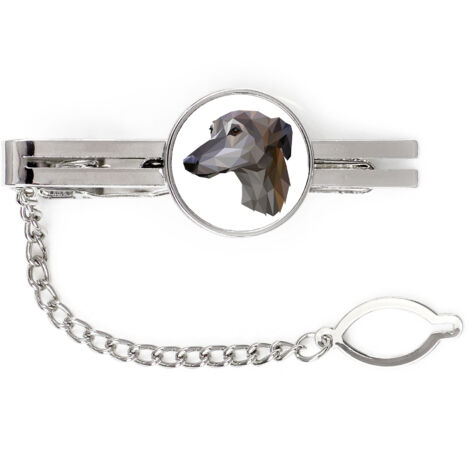 Greyhound, Englischer Windhund - geometrische Krawattenklammer mit Foto und Aufschrift Art-Dog
