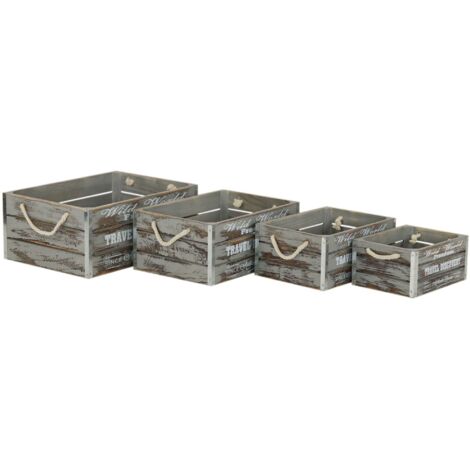 GREYSON - set di 4 cassette in legno
