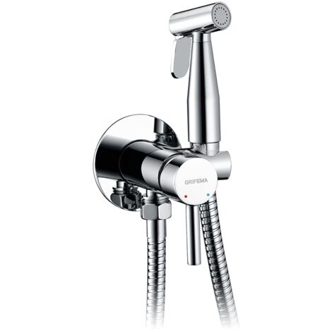 GRIFEMA G154-1 Irismart, Doccetta Incasso per WC-Bidè con Supporto, Flessibile, Acqua Calda e Fredda, Cromo, Argento, G3/4 UNO [Exclusiva Amazon] [Esclusiva Amazon]