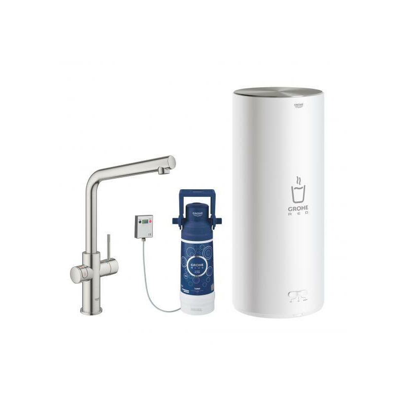 

Grifería y caldera Red Duo tamaño L, caño en L, color: súper acero - 30325DC1 - Grohe