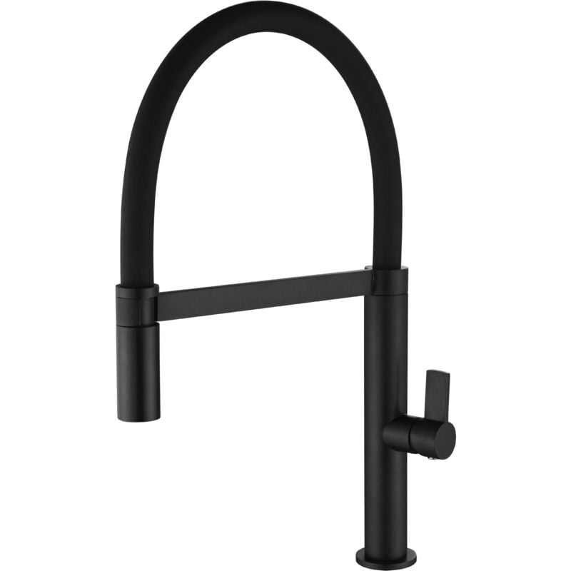 Mice Collection - Mice - Robinet de cuisine, mitigeur d'évier flexible extractible avec douchette - Série laos Noir Mat - GCE012