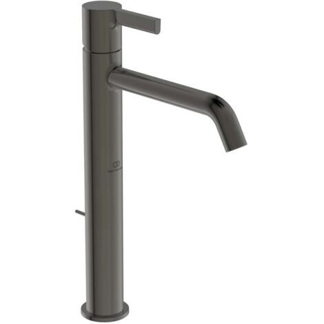 Grifería lavabo JOY saliente 170 mm magnético gris con base alargada, con desagüe. ESTÁNDAR IDEAL