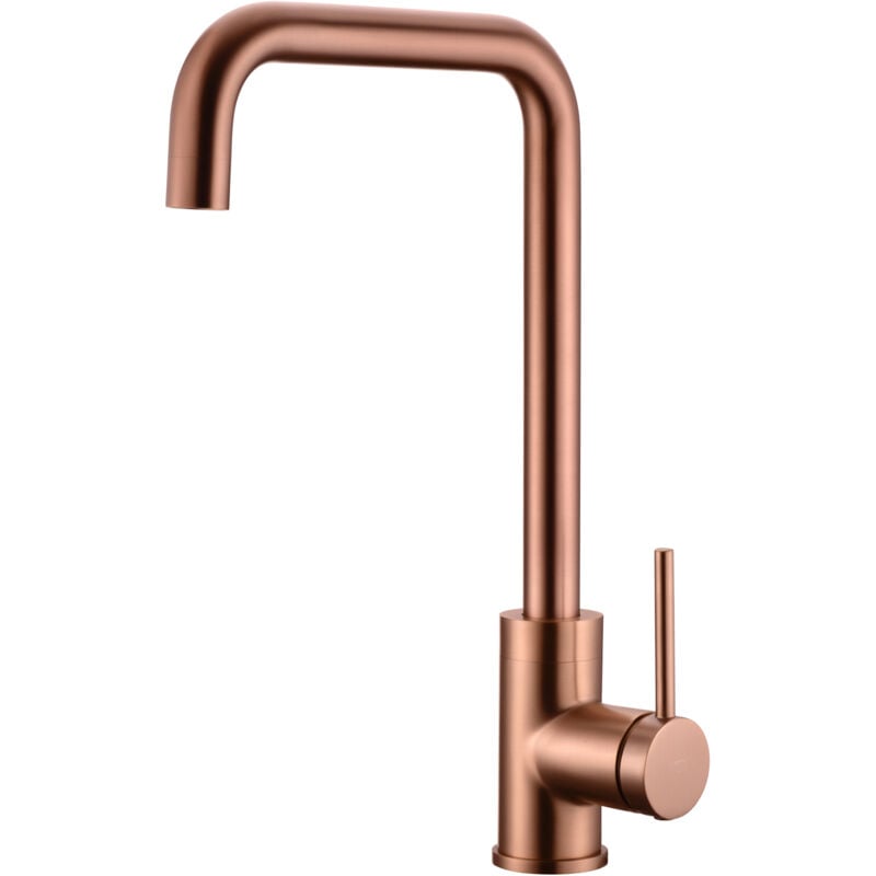 Mice - Robinet de cuisine, robinet d'évier monocommande avec cartouche en céramique ø 35 mm - Or Rose Brossé - GCR004/ORC