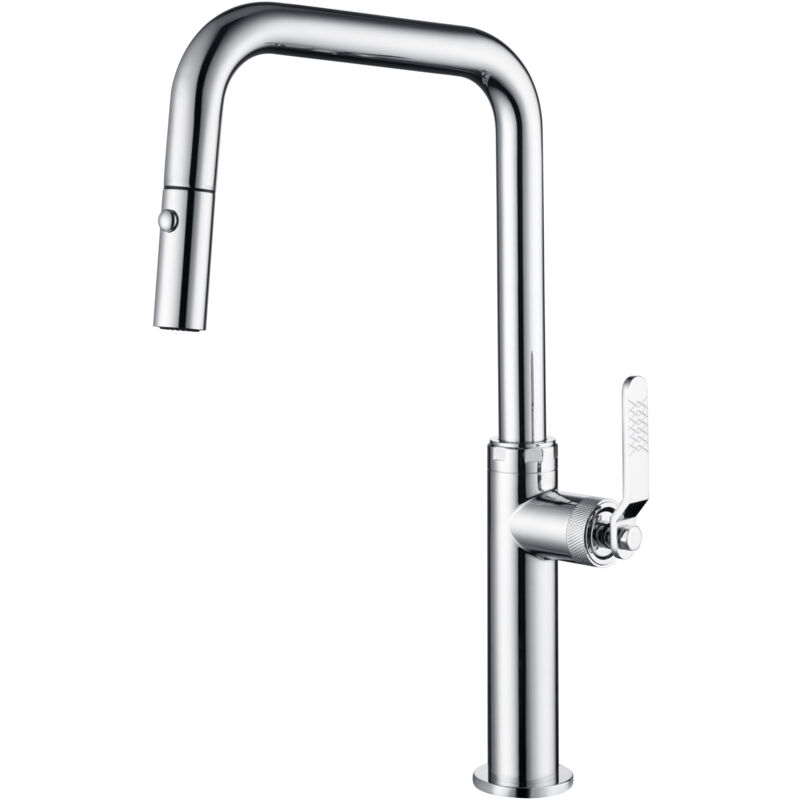 Mice - Robinet de cuisine extractible avec diffuseur double jet - Robinet d'évier Couleur Chrome - Série Niza GCE027