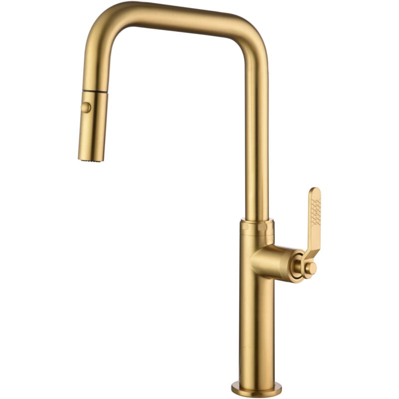 Mice - Robinet de cuisine monocommande extractible avec diffuseur double jet - Couleur Or Brossé - Série Niza GCE027/OC