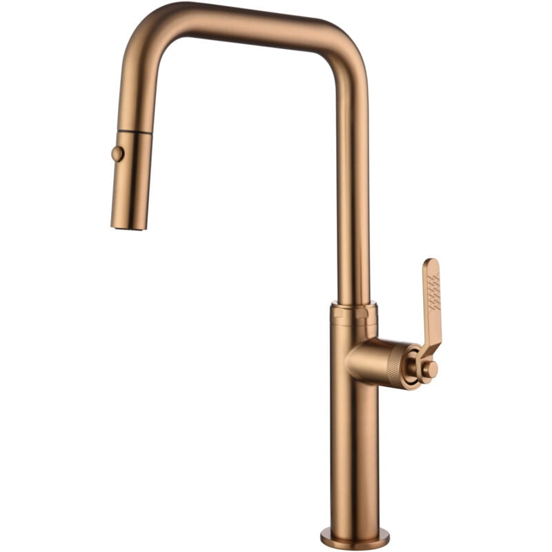 Mice - Mitigeur de cuisine extractible avec diffuseur double jet - Or Rose Brossé - Série Nice GCE027/ORC