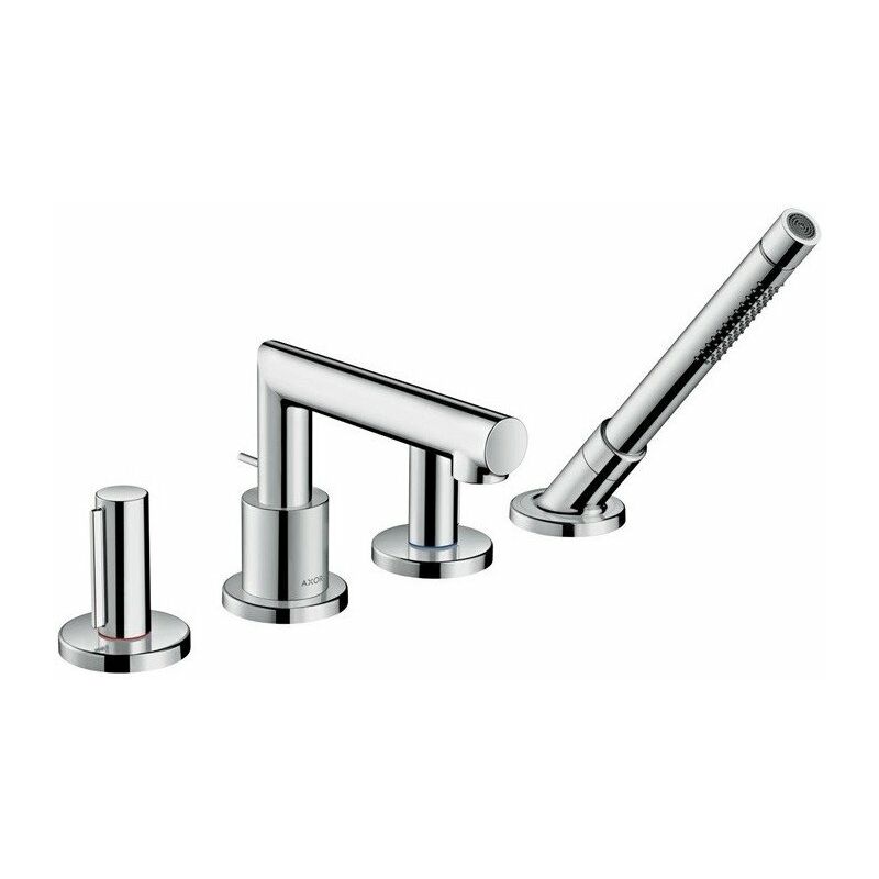 

Hansgrohe - Juego de acabado melange de 4 orificios para montaje en borde de bañera, asas de níquel cepillado cero