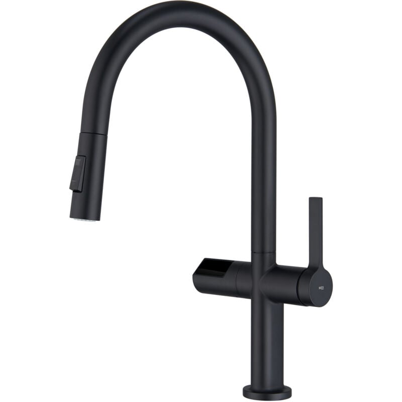 Mice - Mitigeur de cuisine extractible avec détecteur de mouvement et panneau numérique - Noir Mat - GCE021/NG