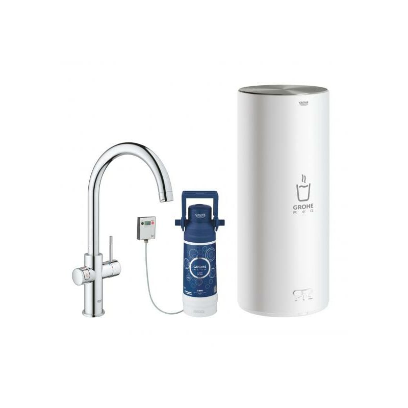 

Grifería y caldera Grohe Red Duo tamaño L, caño C, color: súper acero - 30079DC1
