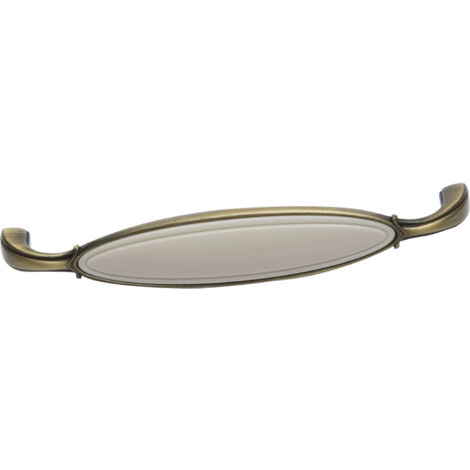 Griff Anaheim Schubladengriff 96 mm ZN/Kunststoff altmessing brüniert/beige