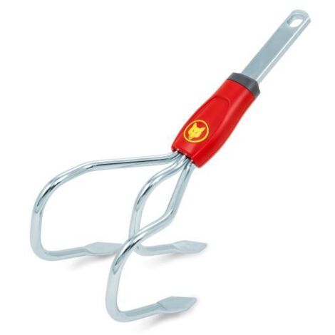 Outils Wolf – Griffe de jardin 3 dents spatulées 10 cm – Acier galvanisé pour aérer et ameublir terres légères – Outil Multi-Star – BEM