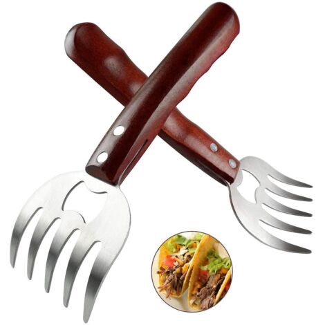 Griffes de déchiquetage de viande En acier inoxydable Déchiqueteur de porc effiloché Griffes de viande pour barbecue Déchiquetage Tirant Main Levage et service De poulet de dinde de porc avec long