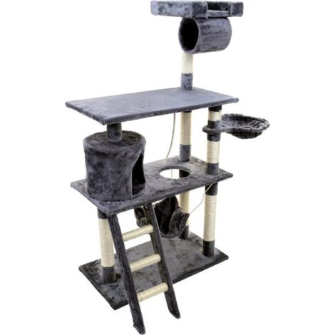 Griffoir arbre à chat XXL 140 x 105 x 49 cm gris