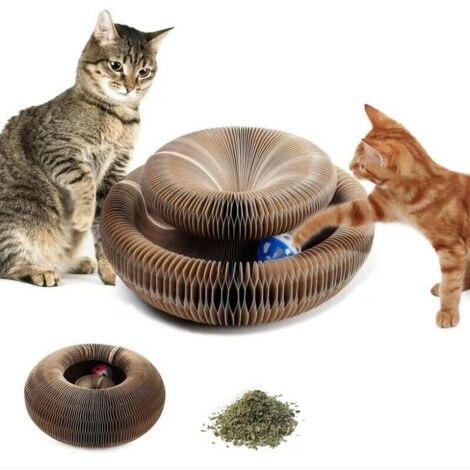Griffoir Chats avec Boule de Jouet, Magic Organ Cat Scratching Board, Grattoir pour Chat Pliable Magique, Chat à gratter en Carton