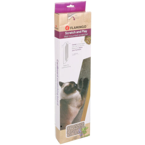 Griffoir en carton 46 cm x 12 cm H 3.7 cm pour chat - Flamingo
