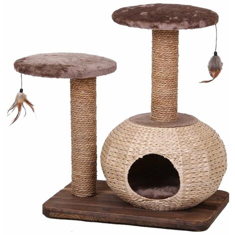 Griffoir moyen modèle Natural Bonsai avec coussin amovible et pendentif pour chat