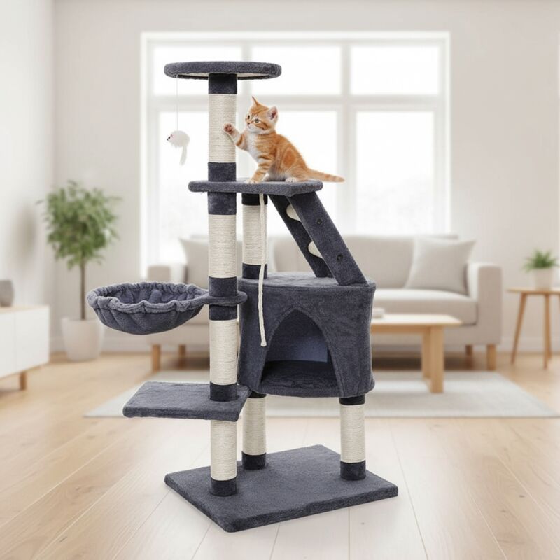 Griffoir pour chat 120CM Arbre à chat Anthracite Arbre à