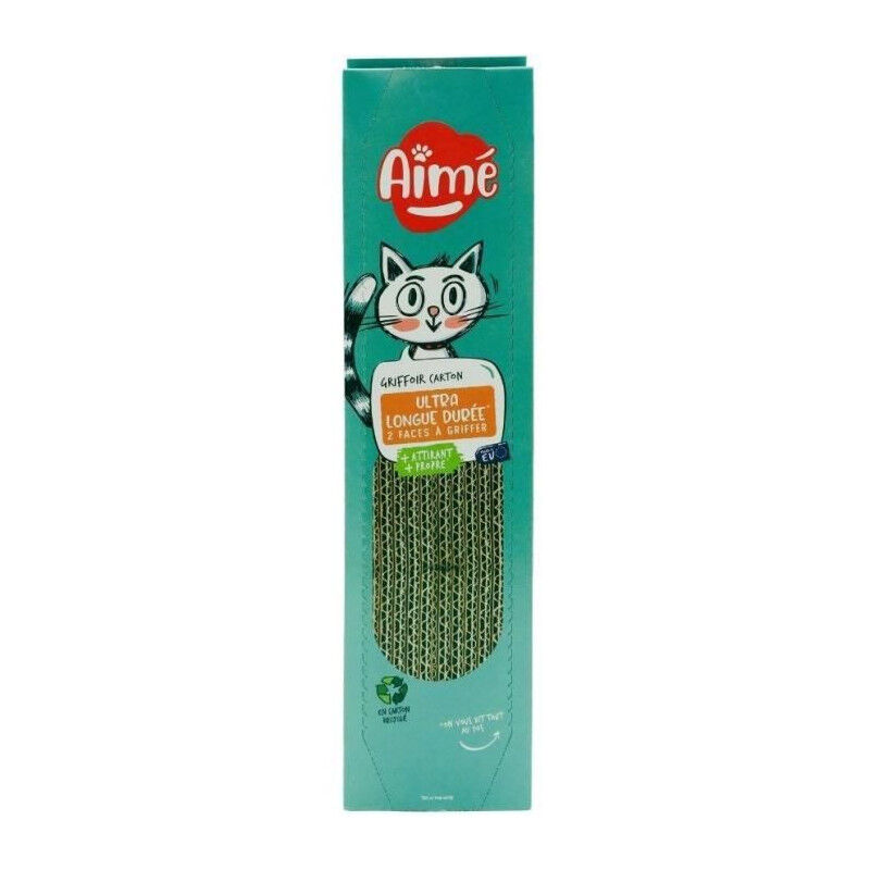 Griffoire en carton - aimé - Pour Chat, Planche a Gratter Double face Super Résistant et Longue Durée, Senteur Herbe a Chat
