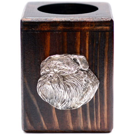Griffon di Bruxelles, Griffon Bruxellois I - candeliere in legno con un cane, un ricordo unico dopo la perdita di un cane, realizzato a mano da Art-Dog