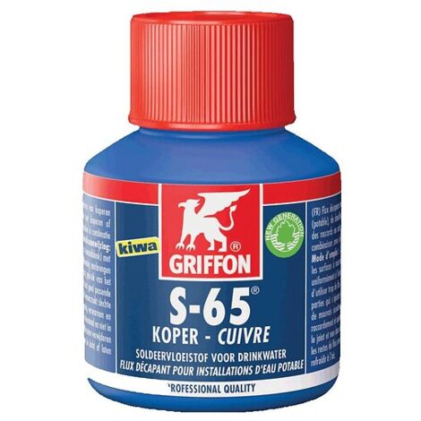 Griffon – Flux décapant sans acide S-65® pour soudage tendre – Certificat KIWA – 80 ml – Anticorrosion et soluble à l'eau