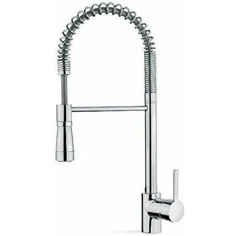 GRIFO ARK 939 CROMO Pescadera con flexible de acero inoxidable, caño giratorio, maneral extraíble con dos funciones