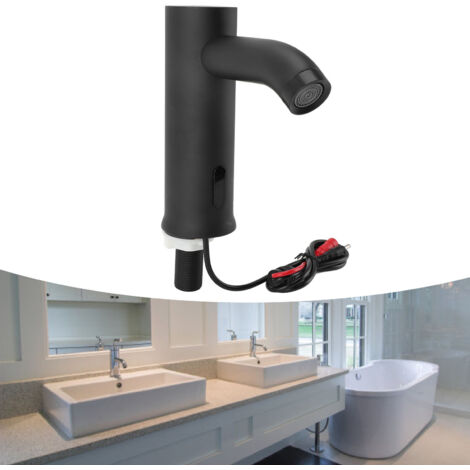 Grifo automático sin contacto con sensor de movimiento, grifo vertical para fregadero de cocina con sensor infrarrojo para cocina y baño, color negro.