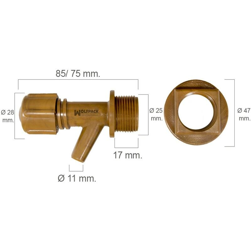 

Grifo barril plástico mini con tuerca 3/4'