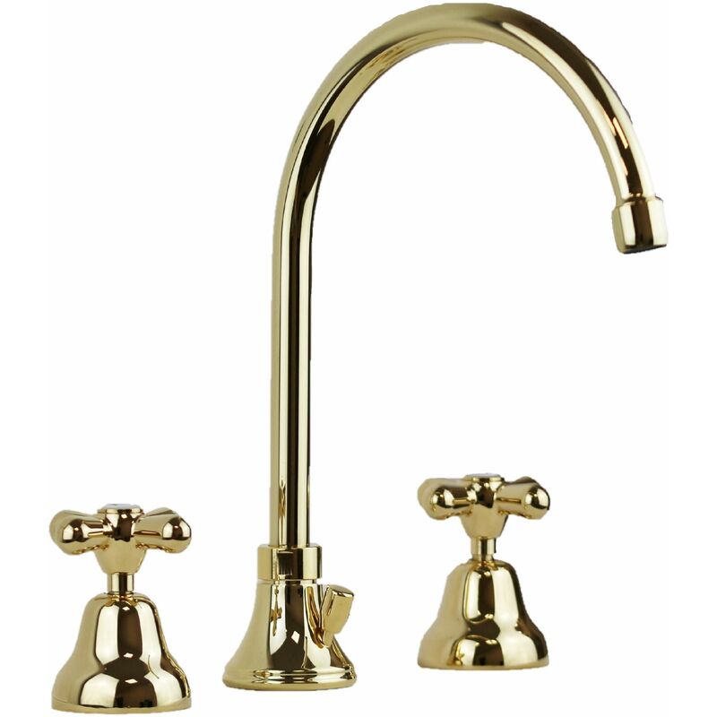 

Mezclador de lavabo de estilo vintage con 3 orificios Resp Old America 134 | Oro