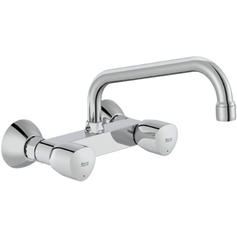 Grifo bimando mural para cocina con caño superior giratorio BRAVA - ROCA