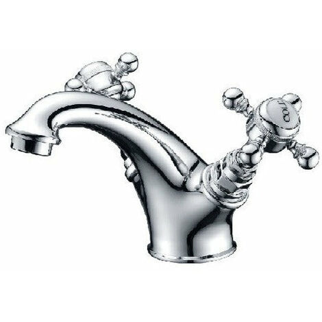 Grifo bimando retro CANTERBURY para lavabo con válvula incluida Cromado