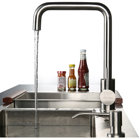 Grifo Cepillado Grifo De La Cocina De Plata Del Grifo Mezclador De Lavabo 360 ° Sus304 Acero Inoxidable Con Agua Pelele Abs Puede Ahorrar 30% 7 Caracteres Para Fregaderos De Cocina