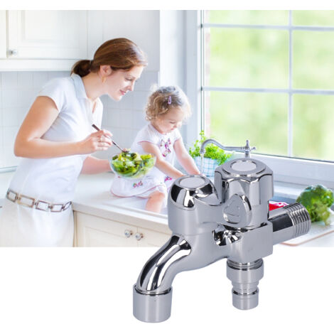 Grifo de acero inoxidable de doble función G1/2 (rosca externa) para lavadora y baño con placa de montaje.