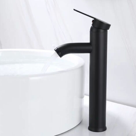 Grifo de acero inoxidable negro, grifo para lavabo de agua fría y caliente, grifo para baño, grifos para agua fría y caliente