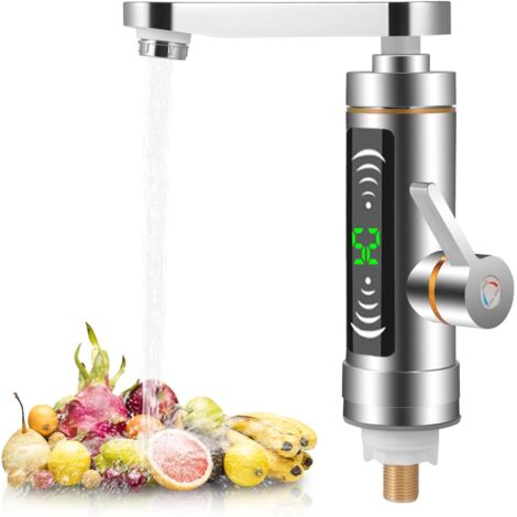 Grifo de agua caliente instantánea, grifo eléctrico para fregadero, grifo de agua caliente instantánea con pantalla digital LED, grifo giratorio de 360° para agua fría y caliente.