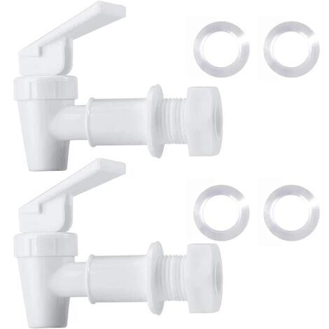 Grifo de agua de plástico sin BPA YMYNY, grifo de repuesto para encimera, cubo de agua doméstico, sistema de filtración para enfriador de agua, jarra de agua (2 blancas)