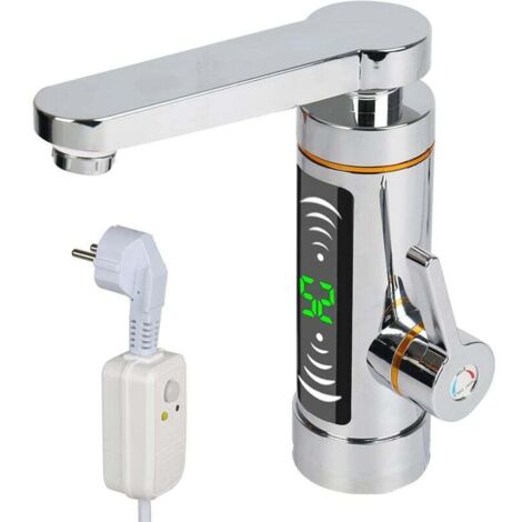 Grifo de agua eléctrico, calentador de agua de flujo giratorio de 360 grados, grifo de agua, 3000 W, calentamiento rápido, grifo con pantalla LED de temperatura para baño, fregadero, cocina pequeña - 
