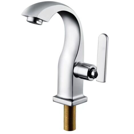 Grifo de agua fría individual, grifo cromado para lavabo de baño, Palanca única de cobre, grifo para lavabo, grifo de agua fría para baño, accesorios para el jardín y el hogar