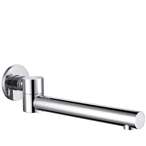 Grifo de bañera con boquilla redonda flexible de latón con rotación de 180° y boquilla de pared.