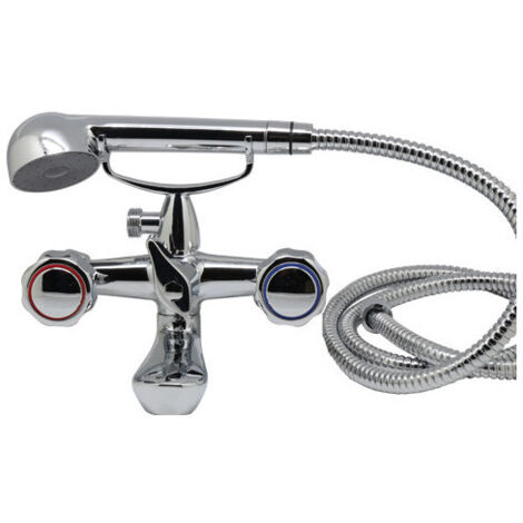 Grifo de bañera con ducha – mezclador cromado con ducha de mano y flexible de 120 cm – Art.104