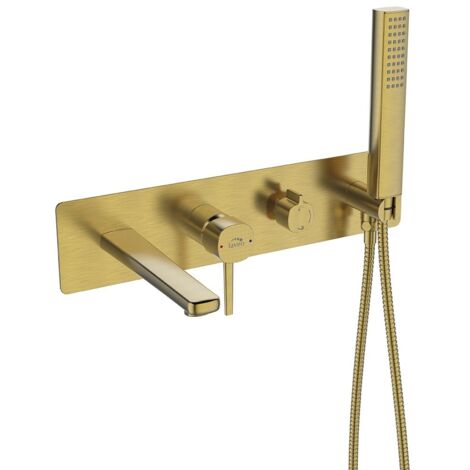 Grifo de bañera empotrado Laveo con juego de ducha POLA Gold
