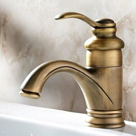 Grifo de bañera retro antiguo, lavabo europeo, fregadero frío y caliente, grifo mezclador, acabado en bronce, jarras vintage, dibujo en aerosol, balcón, bar, inodoro, grifo para lavar a mano