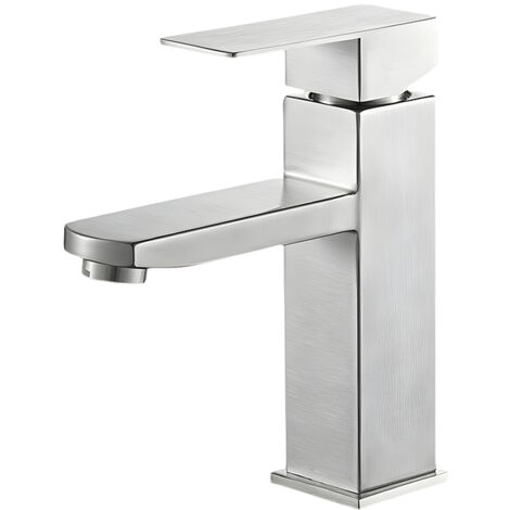 Grifo de baño cuadrado, mezclador de lavabo, grifo de agua fría y caliente, grifo de baño de acero inoxidable (sin tubo de entrada)
