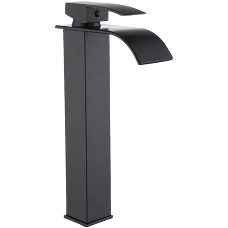 Grifo de baño elegante con efecto cascada, monomando de latón de alta calidad, mezclador de agua fría/caliente, se suministra con 2 mangueras flexibles, diseño compacto.