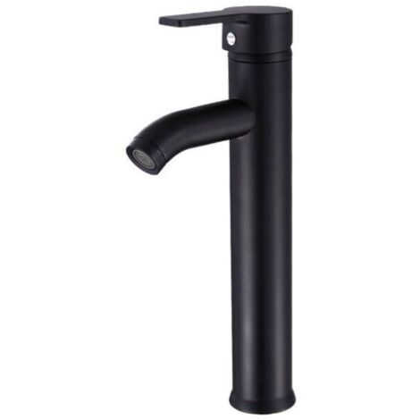 Grifo de baño en cascada monomando negro, mezclador de lavabo cuadrado de latón, mezclador de lavabo alto para agua fría y caliente