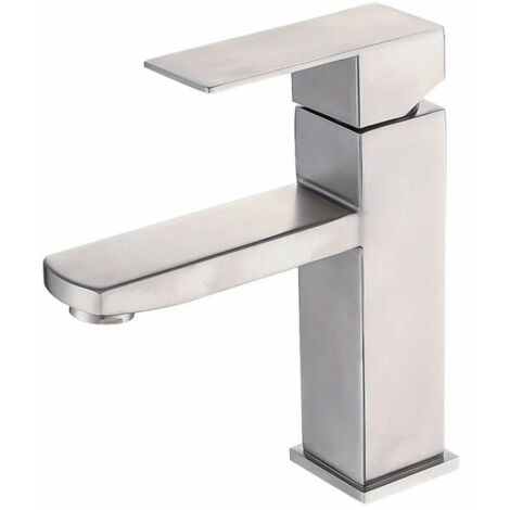 Grifo de baño FOREHILL de acero inoxidable 304, grifo de agua fría y caliente, grifo de lavabo, grifo bajo encimera (A)
