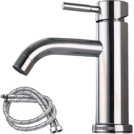 Grifo de baño - Grifo para lavabo de acero inoxidable - Para baño (Plateado)