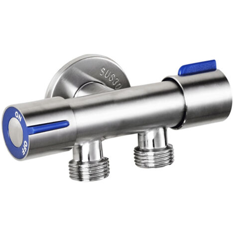 Grifo de baño para lavadora: grifo de agua fría de acero inoxidable con doble manija.