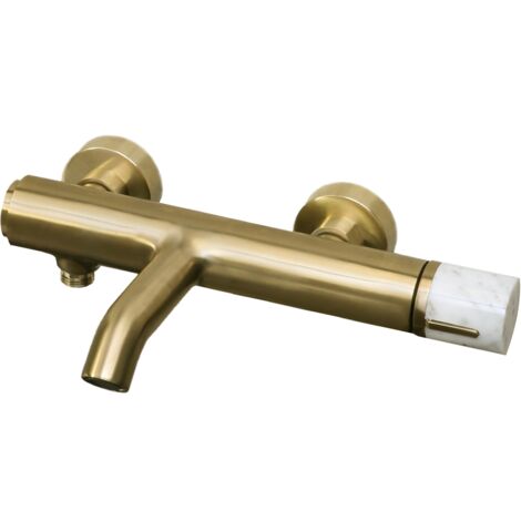 Grifo de baño y ducha en oro cepillado y mármol - Oro cepillado